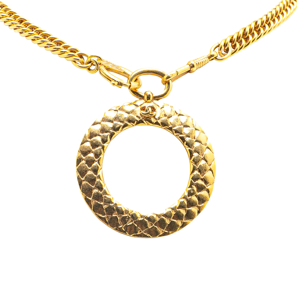 Pre-Loved Chanel Gold Plated CC Loupe Magnifying Glass Pendant Necklace - Picture 1 of 4